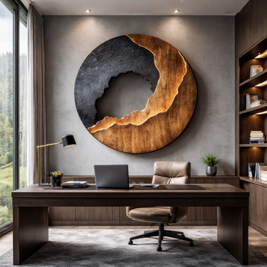Abstract Solid Wood Wall Sculpture with Burnt Edge Modern Art