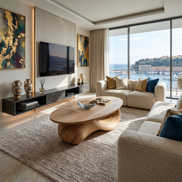 Organic Sculptural Coffee Table with Flowing Loop Base