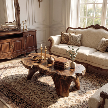 Live Edge Organic Coffee Table with Sculptural Natural Form