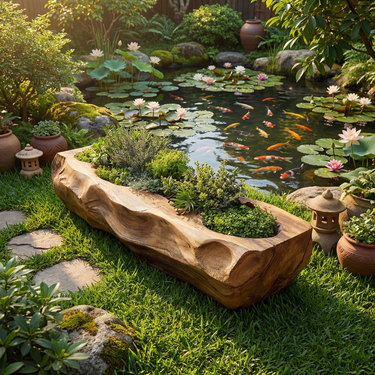 Extra Long Solid Wood Garden Planter Trough Rustic Outdoor Decor