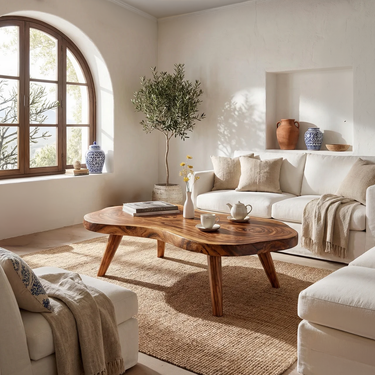 Organic Freeform Coffee Table with Sculpted Tapered Legs