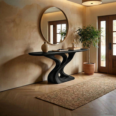 Organic Sculptural Console Table with Flowing Double Curve Base