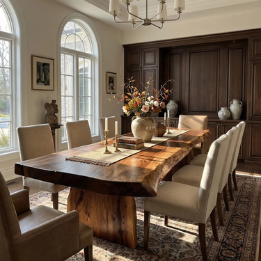 Natural Solid Wood Live Edge Dining Table for Elegant Interiors