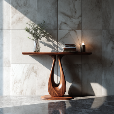 Warm Wood Accent Console for Mediterranean Interiors