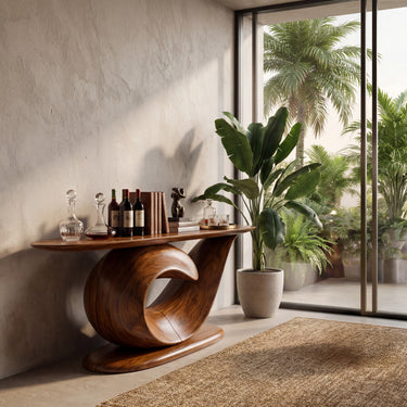 Sculptural Curl Base Console Table For Statement Interiors