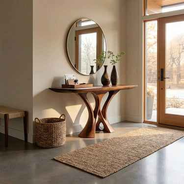 Sculptural Arch Console Table with Interwoven Organic Base