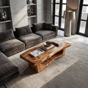 Organic Sculptural Coffee Table With Open Carved Base