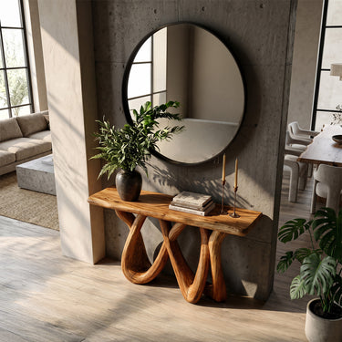Sculptural Natural Wood Console Table for Warm Mediterranean Spaces