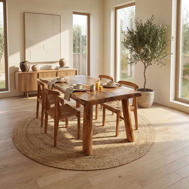 Organic Live Edge Wood Dining Table with Natural Rustic Legs