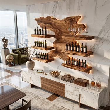 Large Solid Wood Wine Rack Impressive Wall Mounted Bar Shelf