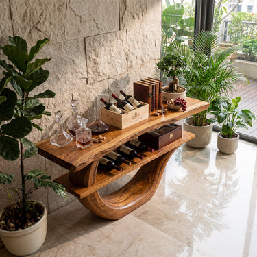 Wave Form Console Table With Open Display Shelf