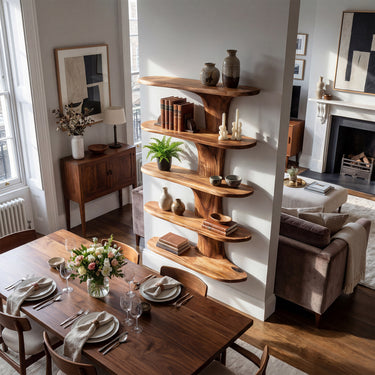 Vertical Wood Kitchen Wall Shelf With Open Display