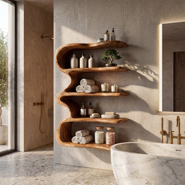Vertical Wood Kitchen Wall Shelf With Open Display