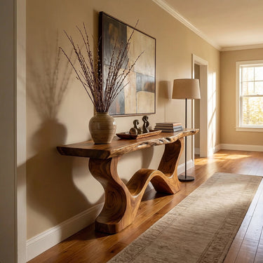 Flowing Wave Console Table with Sculptural Open Base