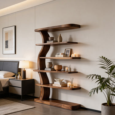 Organic Sculptural Wall Bookshelf with Flowing Vertical Form