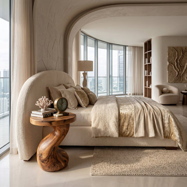 Round Side Table with Sculptural Curved Base