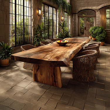 Natural Solid Wood Live Edge Dining Table for Elegant Interiors