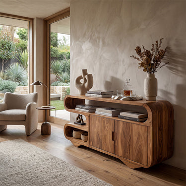 Sculptural Tiered Sideboard With Curved Open Shelving