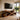 Natural Wood TV Console with Sculptural Cross Base and Open Shelves