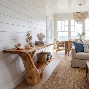 Organic Branch Console Table With Floating Lower Shelf