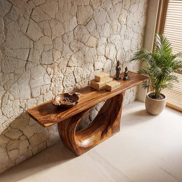 Organic Hollow Base Console Table for Entryway Styling