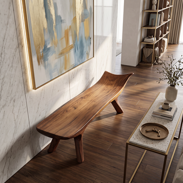 Contoured Sculptural Bench with Elevated Organic Form