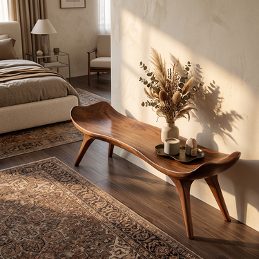 Curved Sculptural Bench with Contoured Seat Design