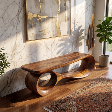 Sculptural Loop Bench with Fluid Organic Form