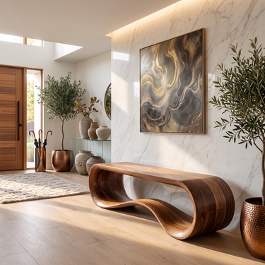 Organic Wave Bench with Sculptural Continuous Form