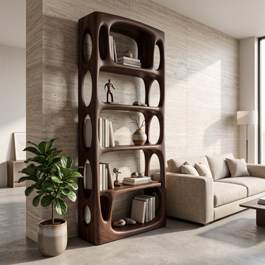 Architectural Tower Bookcase with Oval Side Cutouts