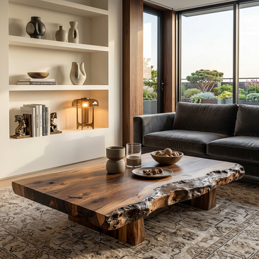 Natural Live Edge Wood Coffee Table Solid Slab Rustic Center Table