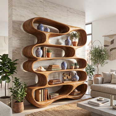 Infinity Loop Solid Wood Bookshelf With Continuous Sculptural Form