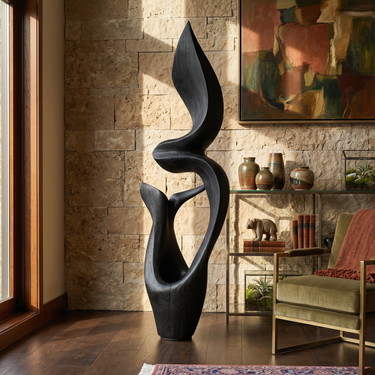 Elegant Abstract Solid Wood Sculpture Handcrafted Modern Wooden Floor Art Statue