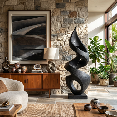 Abstract Solid Wood Floor Sculpture for Modern Living Spaces