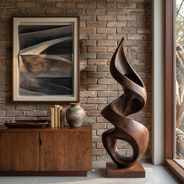 Abstract Solid Wood Floor Sculpture for Modern Living Spaces