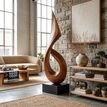 Modern Outdoor Wood Sculpture Large Abstract Garden Statue