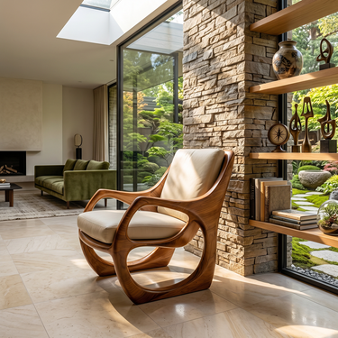 Sculptural Lounge Chair with Loop Frame and Open Arm Design