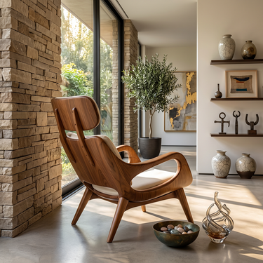 Sculptural Accent Chair with Open Armrest Design