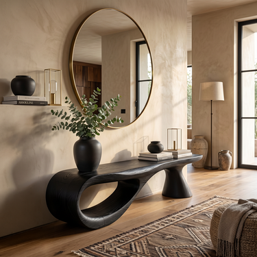 Asymmetrical Sculptural Bench with Hollowed Organic Form