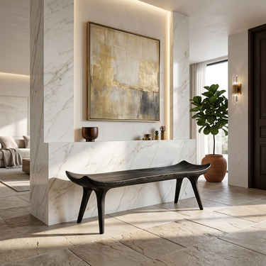 Curved Sculptural Bench with Elevated Organic Silhouette