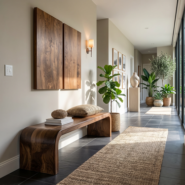 Solid Wood Minimalist Console Bench for Modern Entryway Decor