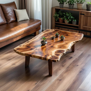 Live Edge Solid Wood Coffee Table Organic Slab Rustic Center Table