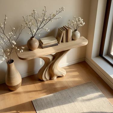 Twisted Wood Console Table With Rounded Top for Elegant Entryways