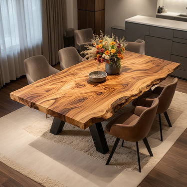 Live Edge Wood Dining Table with Organic Natural Form
