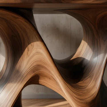 Sculptural Wood Console Table With Oval Top for Artistic Spaces