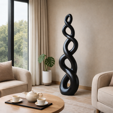 Infinity Loop Wood Sculpture Modern Abstract Solid Wood Floor Art