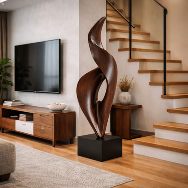 Modern Solid Wood Abstract Sculpture for Luxury Interior Decor