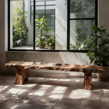 Live Edge Solid Wood Bench for Rustic Modern Interior