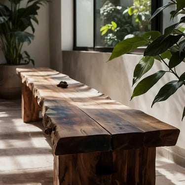 Live Edge Solid Wood Bench for Rustic Modern Interior