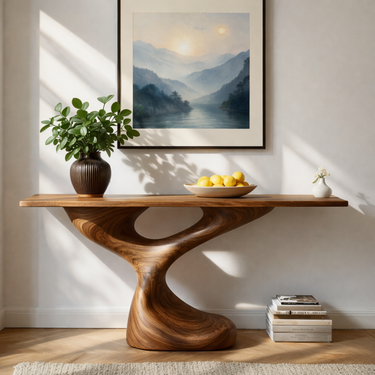 Twist Hollow Base Console Table With Sculpted Loop Form